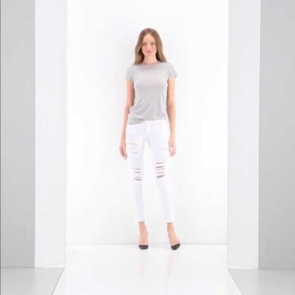 Frame Denim Le Skinny de Jeanne Blanc Distressed Skinny Jeans Size 27